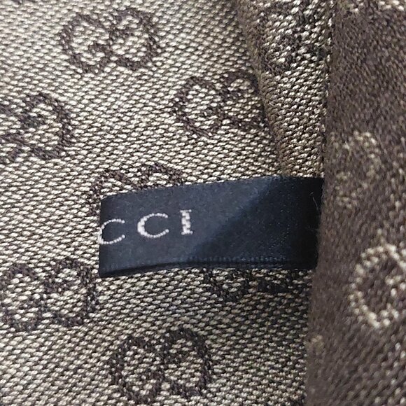 Gucci Vintage Brown & Tan Reversible Small GG Logo Print with Stripe Scarf - Picture 10 of 10